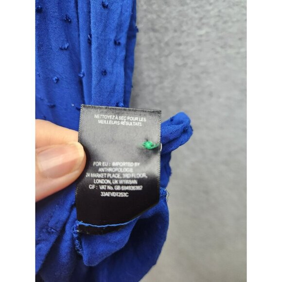 Anthropologie Blue Sleeveless Button-Up Blouse With Textured Dots & Contrast Col - Picture 5 of 6